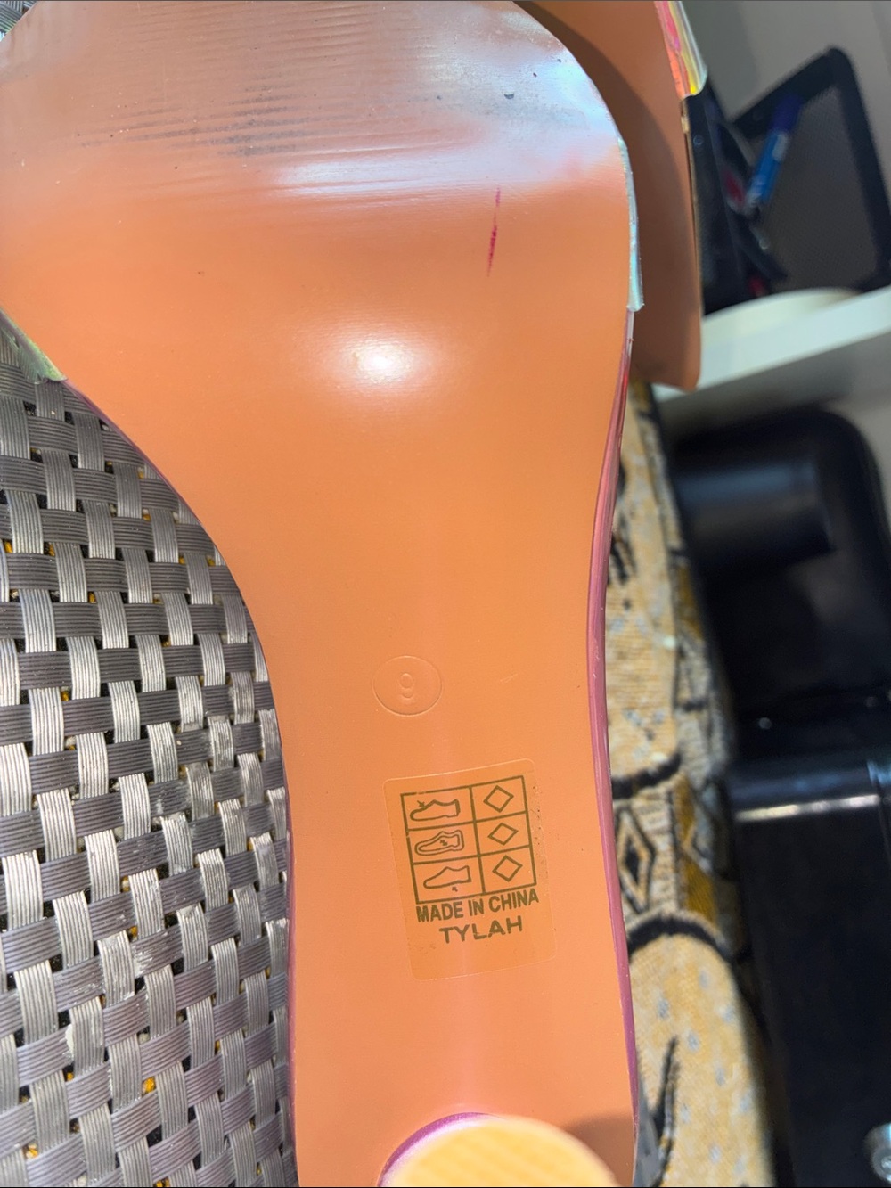 So Me Iridescent Holographic Pointed Mule Slides - Pink Sheen - Picture 6 of 6
